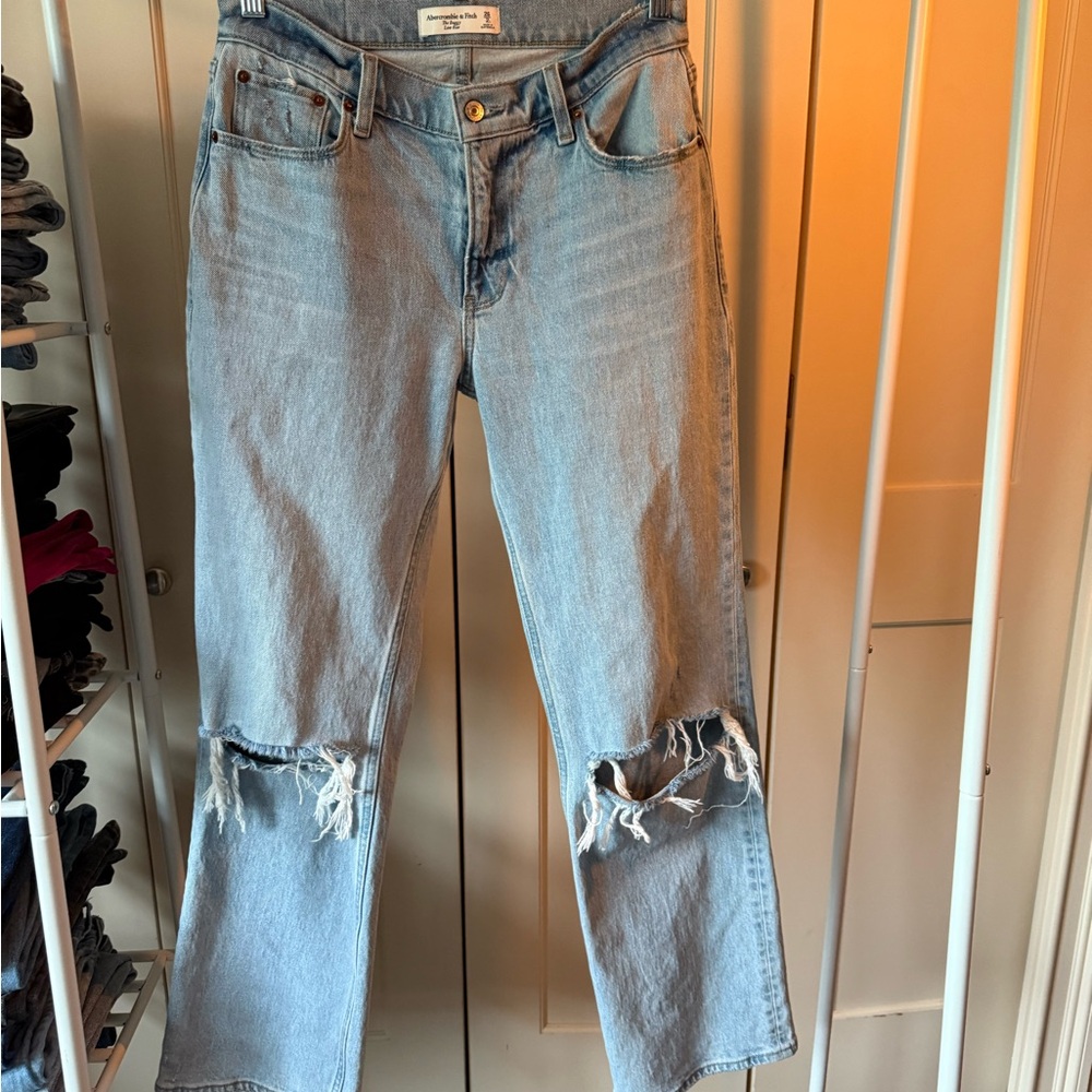 Women's Light Blue Distressed Jeans
